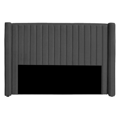 Cabeceira Casal Estofada Para Cama Box Alicia Veludo Cor Cinza Chumbo