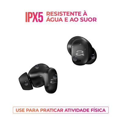 Fone de Ouvido Earbud Aiwa Aws-eb-03-b Bt Ipx5 Anc Modo Ambiente Bivolt