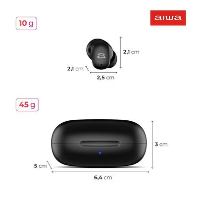 Fone de Ouvido Earbud Aiwa Aws-eb-03-b Bt Ipx5 Anc Modo Ambiente Bivolt