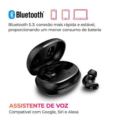 Fone de Ouvido Earbud Aiwa Aws-eb-03-b Bt Ipx5 Anc Modo Ambiente Bivolt