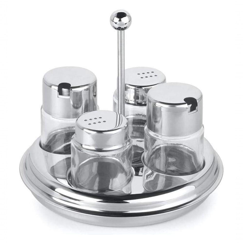 Galheteiro De Mesa Com 4 Vidros Azeite Vinagre Sal Pimenta Salada Forma Saleiro Vinagreiro Azeiteiro