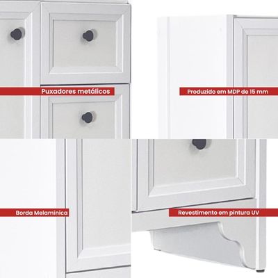Gabinete Armário Banheiro Ditália 1pt 3gav Bn-05 Cor:branco Branco