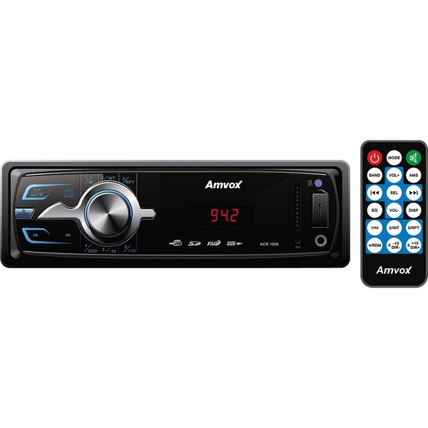 Som Automotivo Amvox ACR1000 MP3 FM Entradas USB SD Auxiliar