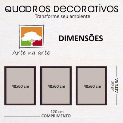 Quadros Decorativos 3 Peças 40x60 Formas Moldura Preta