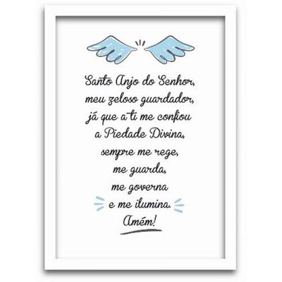 Quadros Decorativos 2 Pçs 40x60cm Menino Anjo Moldura Branca