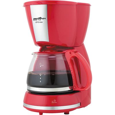 Cafeteira Elétrica 15 Xícaras Britânia Inox CP15 Vermelha 127V