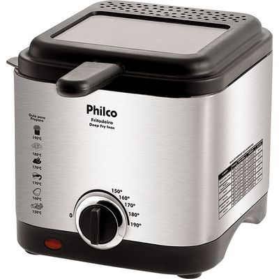 Fritadeira Elétrica 1,8L Philco Deep Fry Inox Prata e Preta 127V