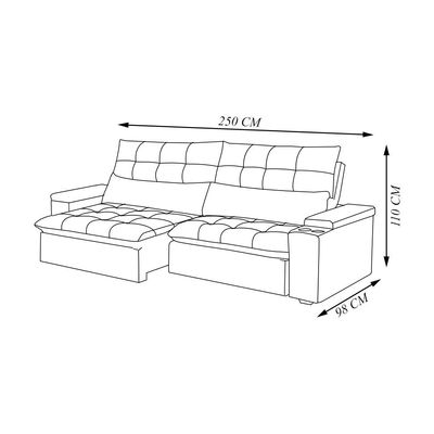 Sofá Retrátil e Reclinável 4 Lugares 250cm Robem Porta Copos no Braço Veludo Marrom G22 - Gran Belo
