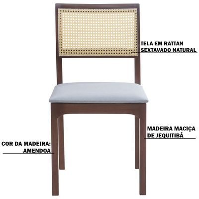 Cadeira Decorativa Sala de Jantar Nivea Amêndoa - Gran Belo