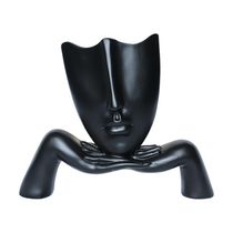 Escultura Decorativa Mascara Descanso Preto Fosco - Gran Belo
