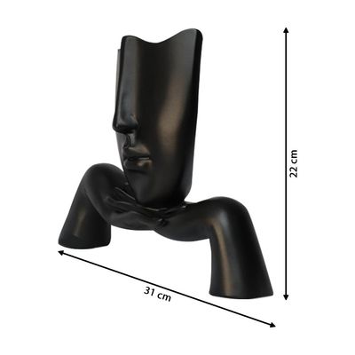 Escultura Decorativa Mascara Descanso Preto Fosco - Gran Belo