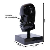 Escultura Decorativa Mascara Rosto Silêncio Preto - Gran Belo