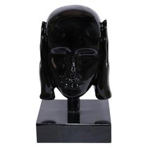 Escultura Decorativa Mascara Rosto Surdo Preto - Gran Belo