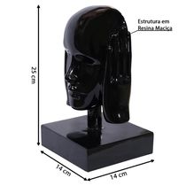 Escultura Decorativa Mascara Rosto Surdo Preto - Gran Belo