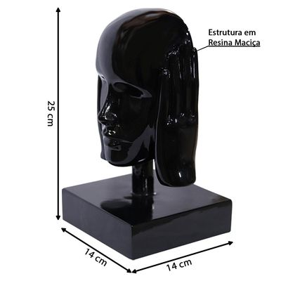Escultura Decorativa Mascara Rosto Surdo Preto - Gran Belo