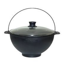 Panela Polenteira de Ferro Fundido com Tampa Vidro 26cm 5L