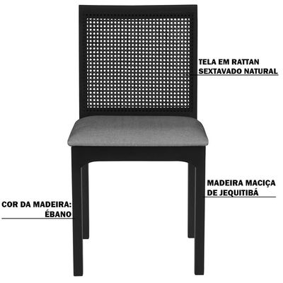 Kit 2 Cadeira Decorativa Sala de Jantar Steve Ébano - Gran Belo