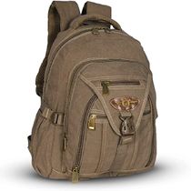 Mochila Notebook Lona Escolar Acolchoada Kvn Ja9606 Caqui