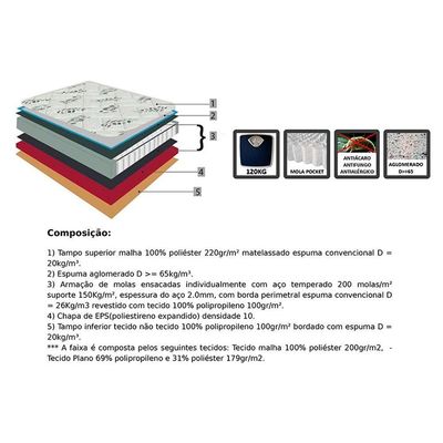 Colchão King Molas MasterPocket Ensacadas Torino Ibrido (193x203x33) - Orthoflex