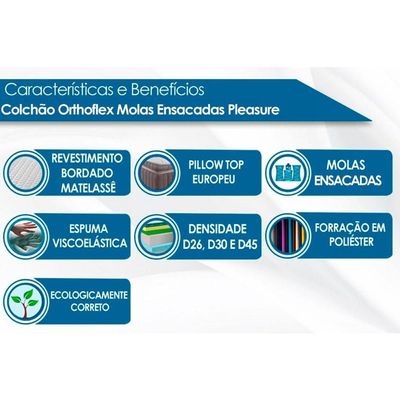 Colchão King Molas Ensacadas MasterPocket Pleasure Space Pillow Top (1,93x2,03x0,33) - Orthoflex