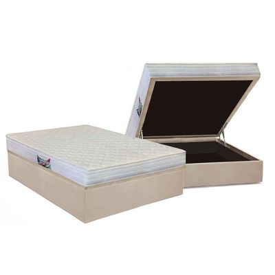 Cama Box Baú Casal: Colchão Ortopédico Herval D28 / AG65 Frontier + Base CRC Suede Clean(138x188)