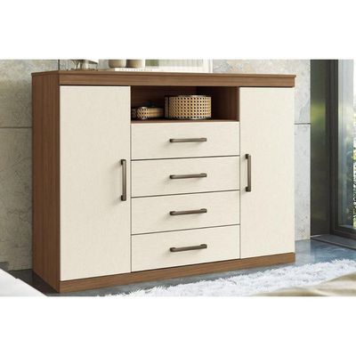 Cômoda de Quarto Master c/ 2 Portas 1 Nicho e 4 Gavetas jatoba/Areia - Santos Andirá