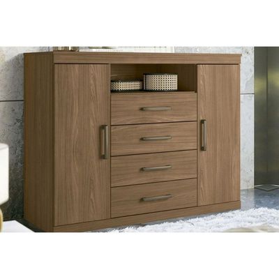Cômoda de Quarto Master c/ 2 Portas 1 Nicho e 4 Gavetas jatoba/Areia - Santos Andirá