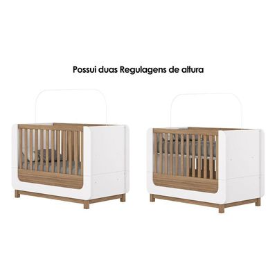 Berço Infantil Aconchego 2 em 1 Branco/Jequitiba - Henn