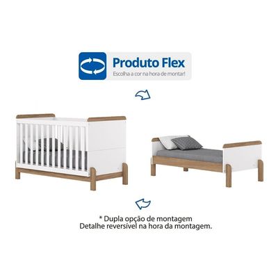 Berço Infantil Ternura 3 em 1 Branco/Jequitiba - Henn