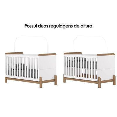 Berço Infantil Ternura 3 em 1 Branco/Jequitiba - Henn