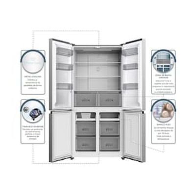 Geladeira TCL Multidoor C589CDN1 Frost Free, Twin Eco Inverter, Metal Cooling, Multi-zone, Painel Digital com 4 Portas Inox - 589L Inox / 220