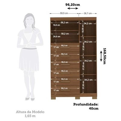 Cômoda Multiuso 1 Porta 6 Gavetas Com Pés Marabá Santos Andirá Jatoba