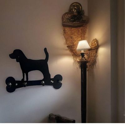 Cabideiro Porta Chaves Cachorro 4 Ganchos Ferro Corte A Laser