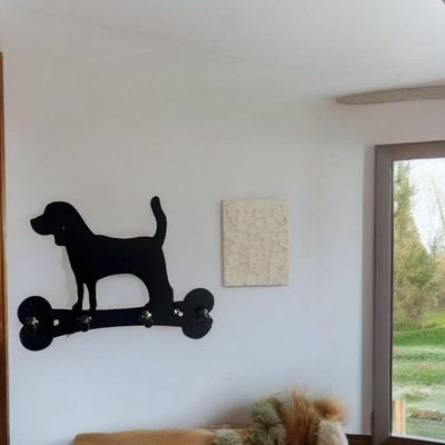 Cabideiro Porta Chaves Cachorro 4 Ganchos Ferro Corte A Laser