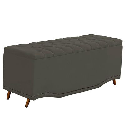 Calçadeira Baú Queen Estofada Maitê Veludo Cor Tabaco