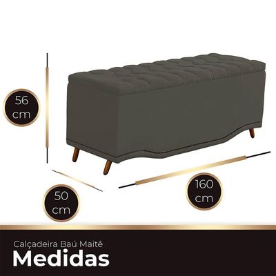 Calçadeira Baú Queen Estofada Maitê Veludo Cor Tabaco