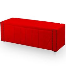 Calçadeira Baú Casal Queen Estofada Toronto Veludo Cor Vermelho