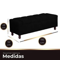 Calçadeira Baú Casal King Size Estofada Valencia Veludo Preto