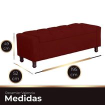 Calçadeira Baú Casal King Size Estofada Valencia Veludo Cor Marsala