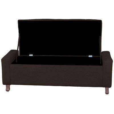 Calçadeira Baú Casal King Size Estofada Valencia Veludo Cor Marrom