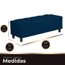 Calçadeira Baú Casal King Size Estofada Valencia Veludo Cor Azul Marinho
