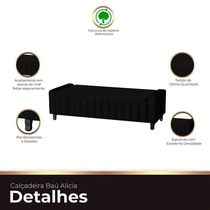 Calçadeira Baú Casal King Size Estofada Alicia Veludo Cor Preto