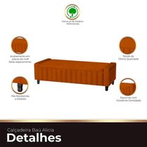 Calçadeira Baú Casal King Size Estofada Alicia Veludo Cor Terracota