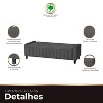 Calçadeira Baú Casal King Size Estofada Alicia Veludo Cinza Escuro
