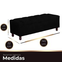Calçadeira Baú Casal Estofada Valencia Veludo Cor Preto