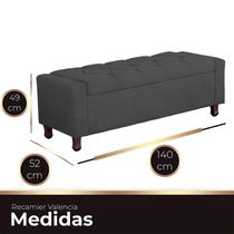 Calçadeira Baú Casal Estofada Valencia Veludo Cinza Escuro