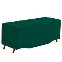 Calçadeira Baú Casal Estofada Maitê Veludo Cor Verde Esmeralda