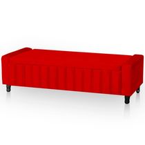 Calçadeira Baú Casal Estofada Alicia Veludo Cor Vermelho