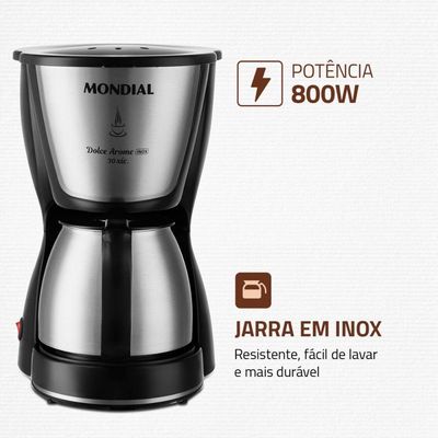 Cafeteira Elétrica Mondial Dolce Arome C-37ji-30x 800w Preto-inox 220V