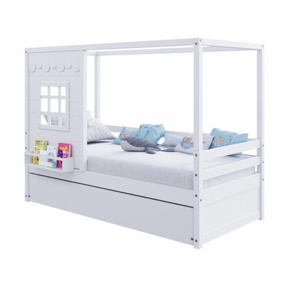 Bicama Casinha Reta Madeira Maciça Branco Housin
